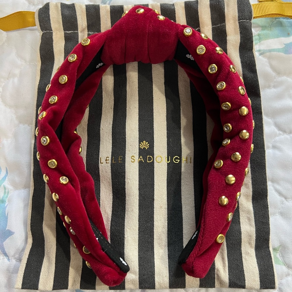 Lele Sadoughi Red Studded Kids Headband